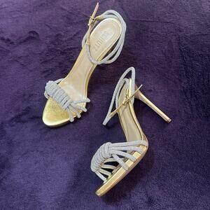 SCHUTZ Gold and Silver Strappy Heels